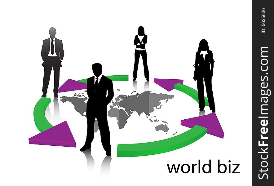 Illustration of business people..... world biz