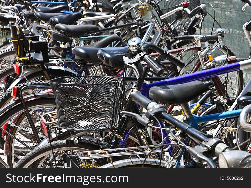 Bicycles on a parking.