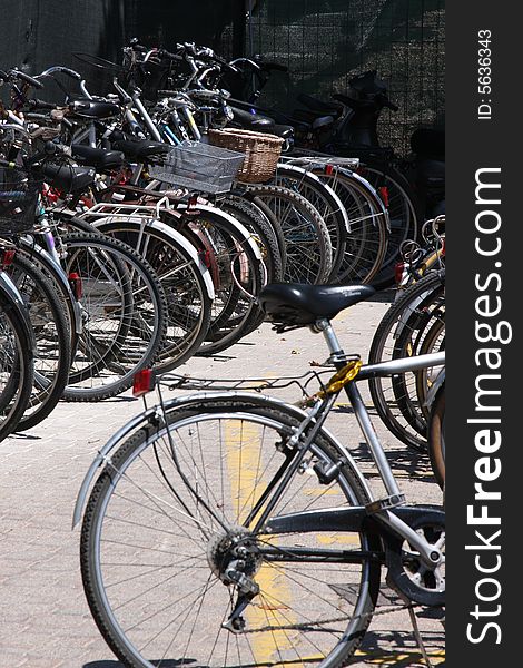 Bicycles on a parking