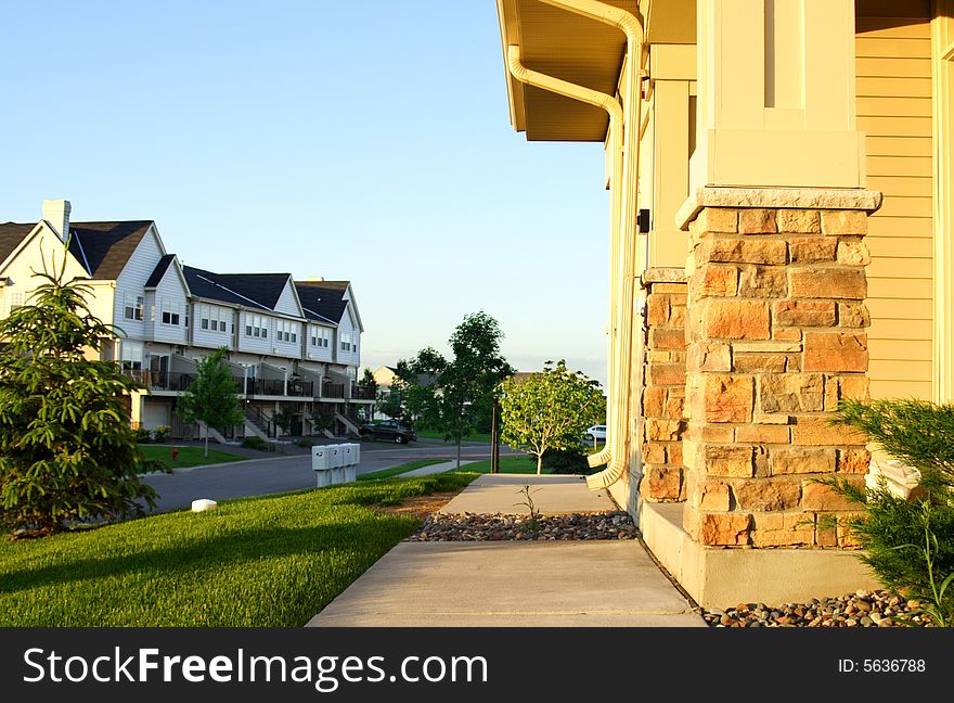 Entrance to a home on a row of pristine suburban houses. Entrance to a home on a row of pristine suburban houses.