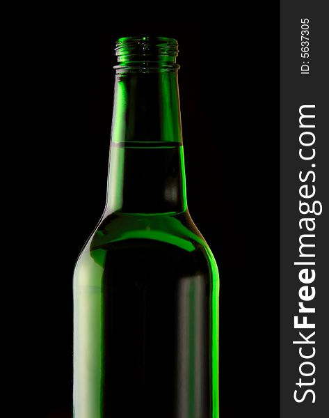 One Bottle of beer isolated on black