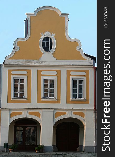 Facade of a historical house in Telc, Czech Republic. Facade of a historical house in Telc, Czech Republic