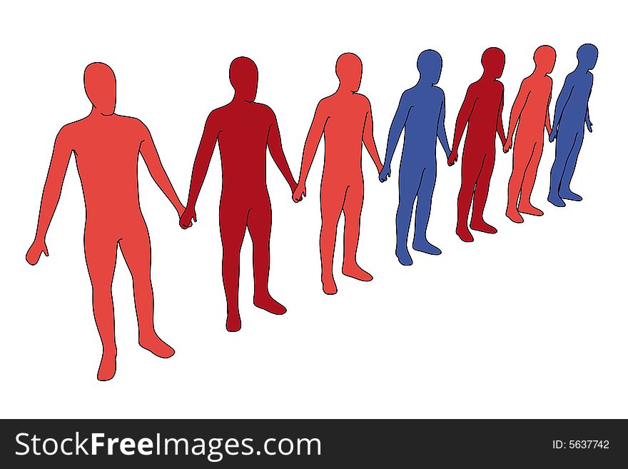 3d illustration - isolated 3d people - outsiders (with vector eps format)