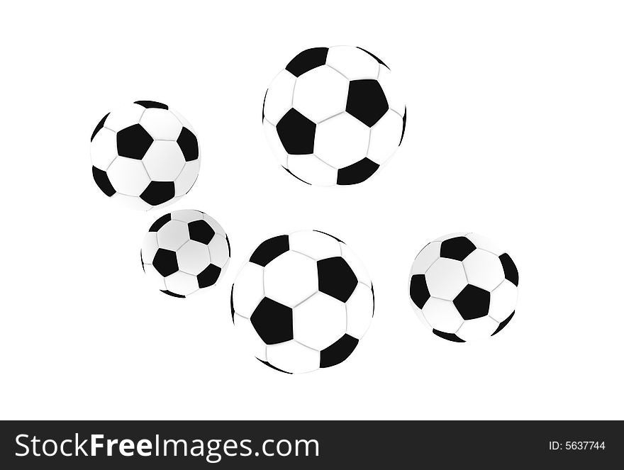 Isolated soccer balls in the air - illustration