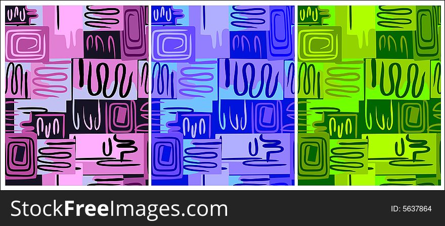 Collection of abstract figures of different color with zigzags. Collection of abstract figures of different color with zigzags