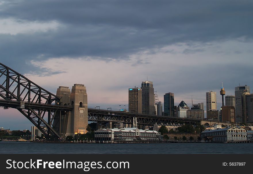 Harbour bridge and Sydney skyline