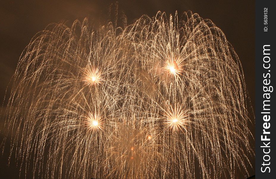 Saluting in front of a red, white, and blue fireworks display. Saluting in front of a red, white, and blue fireworks display