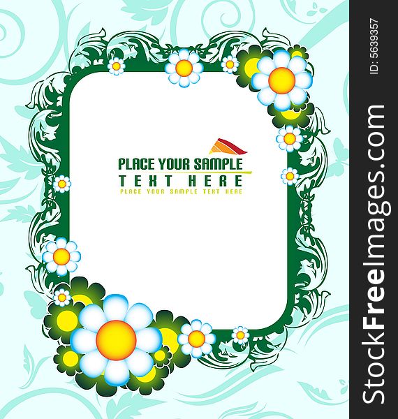 White, yellow, green, blue, floral banner