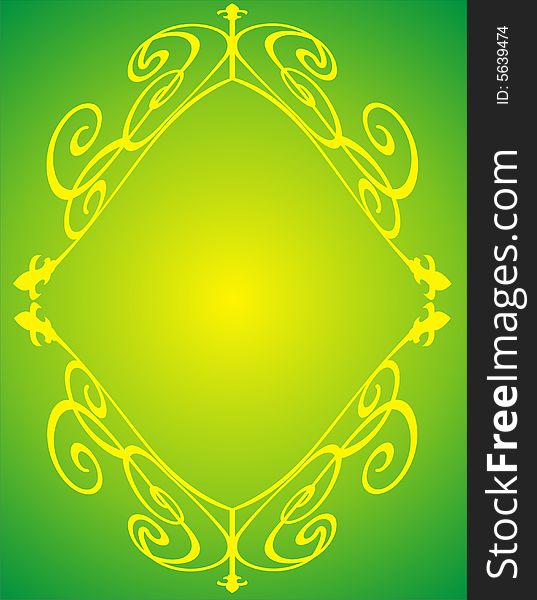 Romantic yellow frame on green background