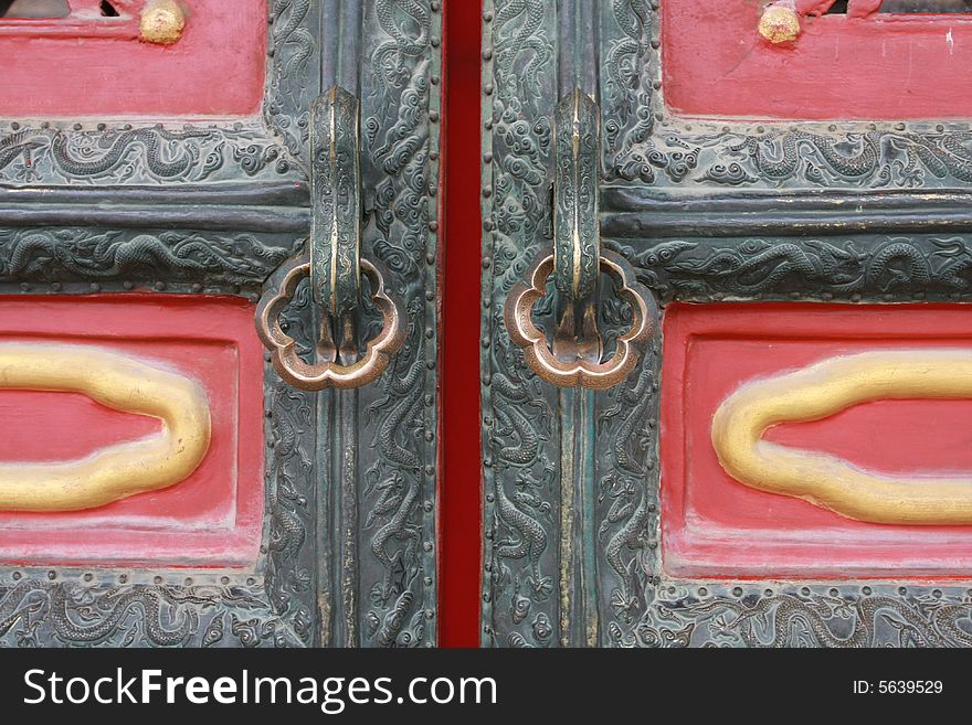 Locks on the door in forbidden city. Locks on the door in forbidden city