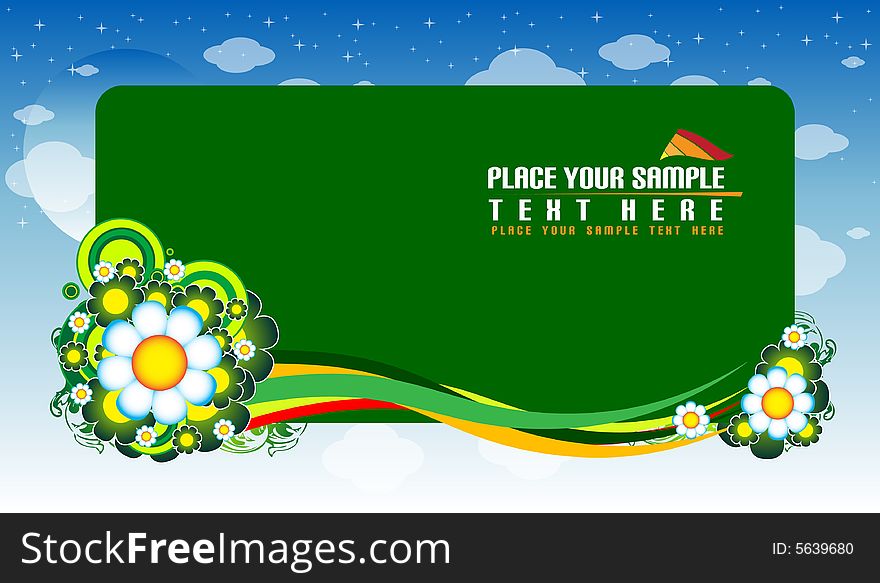 Green, white and yellow floral banner