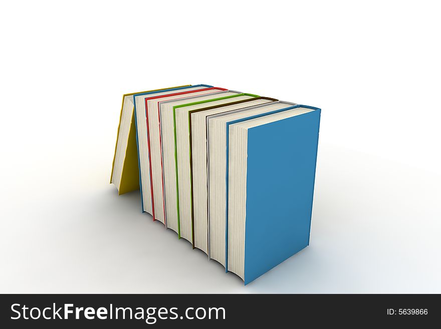 Books - isolated on white background - photorealistic 3d render