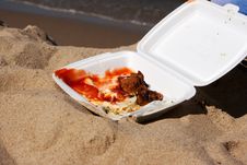 Two Slices Shashlik With Onions And Sauce In A Container On The Royalty Free Stock Images Two Slices Shashlik With Onions And Sauce In A Container On The Royalty Free Stock Images