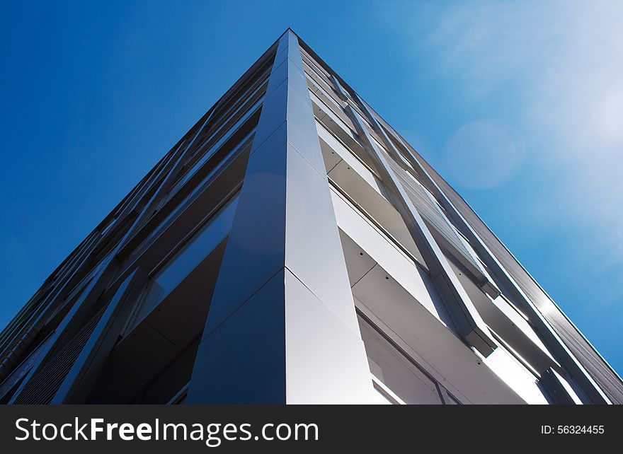 Office building closeup view from below. Office building closeup view from below