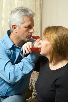 A Couple Drinking Wine - Vertical Stock Photography A Couple Drinking Wine - Vertical Stock Photography