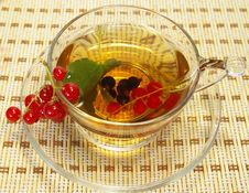 Red Currant And Tea In A Transparent Cup Royalty Free Stock Photo