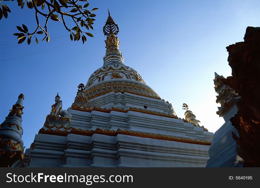 Pagoda of a Buddhistic temple in Chiang Mai, Thailand