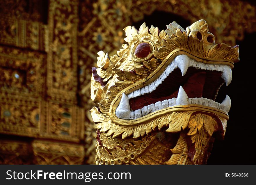 Golden head of dragon