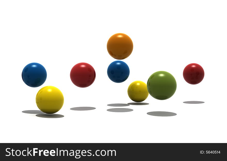 Isolated spheres on white background - 3d render. Isolated spheres on white background - 3d render