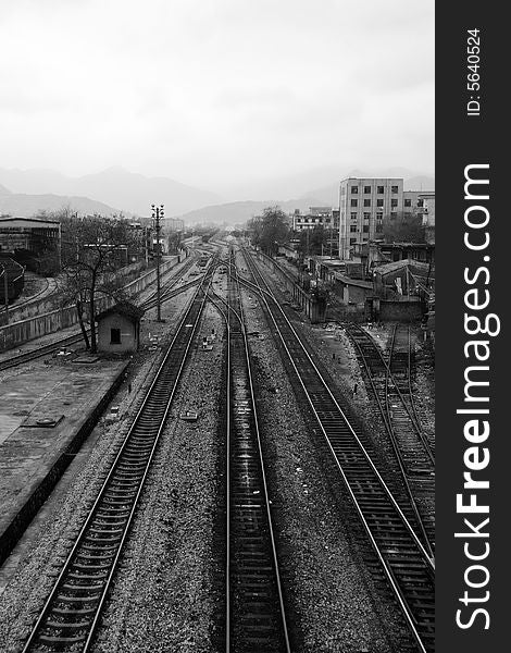 A railroad in Jingdezhen, Jiang Xi Province, China.Jingdezhen is named chinese porcelain city for its famous porcelain produce. A railroad in Jingdezhen, Jiang Xi Province, China.Jingdezhen is named chinese porcelain city for its famous porcelain produce.