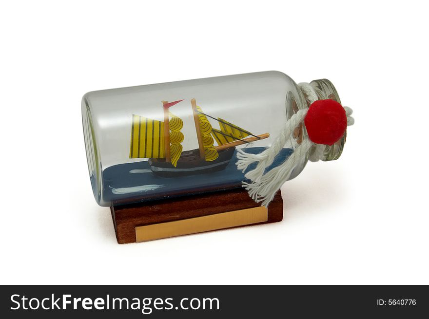 Ship in the bottle isolated over white