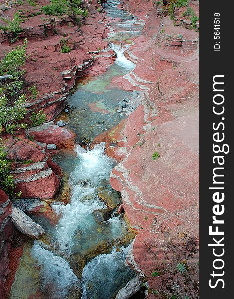 Red rock canyon in waterton lakes national park, alberta, canada