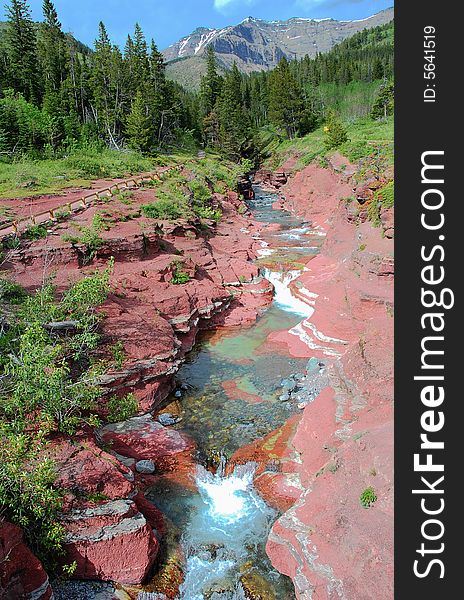 Red rock canyon in waterton lakes national park, alberta, canada