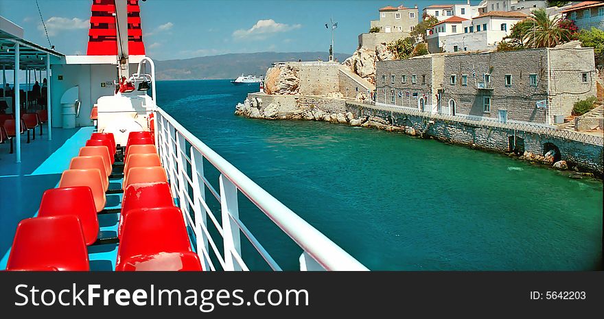 Deck Of Boat And Fortress On The Shore