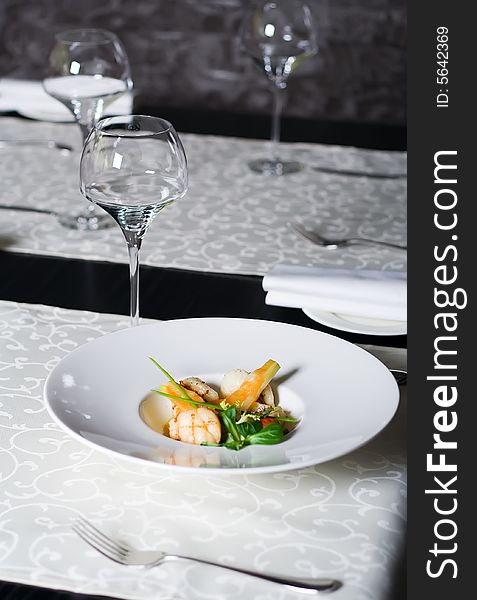 Mediterranean restaurant cuisine - fillet fish appetizer. Mediterranean restaurant cuisine - fillet fish appetizer
