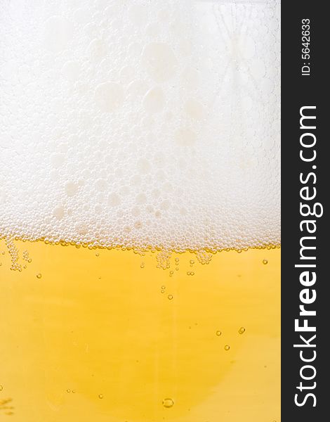 Background from fresh foamy beer in a glass