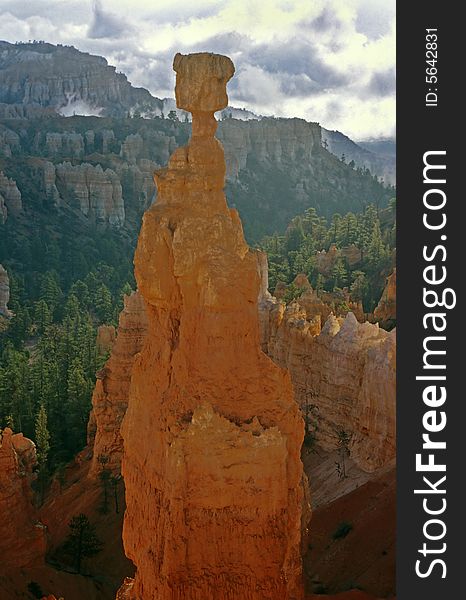 Thor's Hammer in a Cloudy Morning, Bryce Canyon National Park. Thor's Hammer in a Cloudy Morning, Bryce Canyon National Park