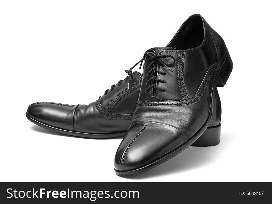 Classic black shoes for men on a white background