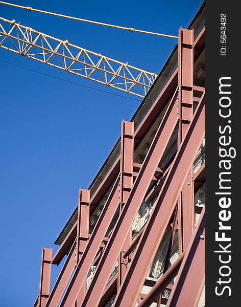 A crane detail with facade