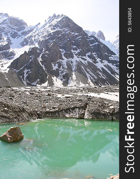 Glacier in mountain, caucasus, bezengi