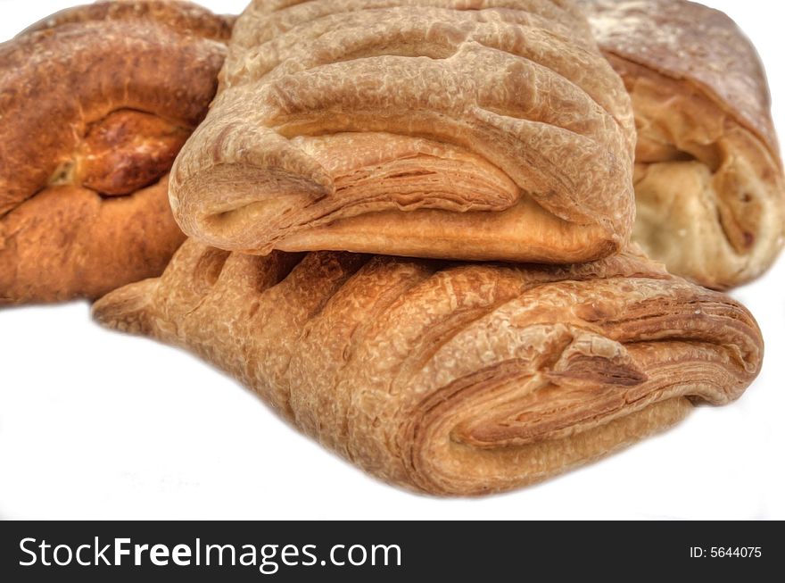 Sweet fresh rolls isolated a white background