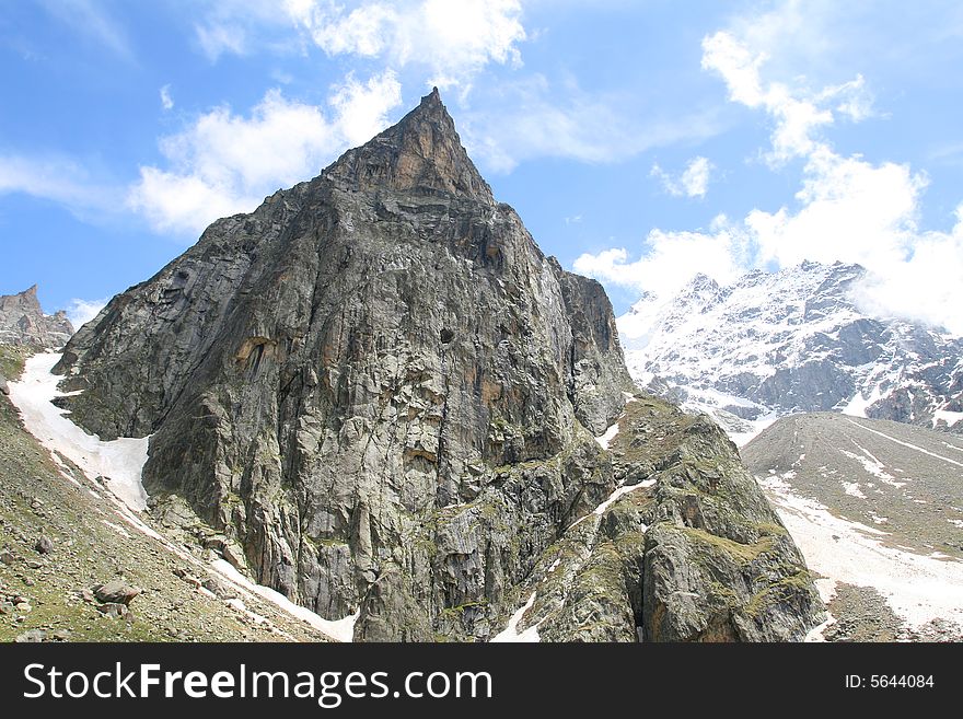 Caucasus mountain, snow top, bezengi