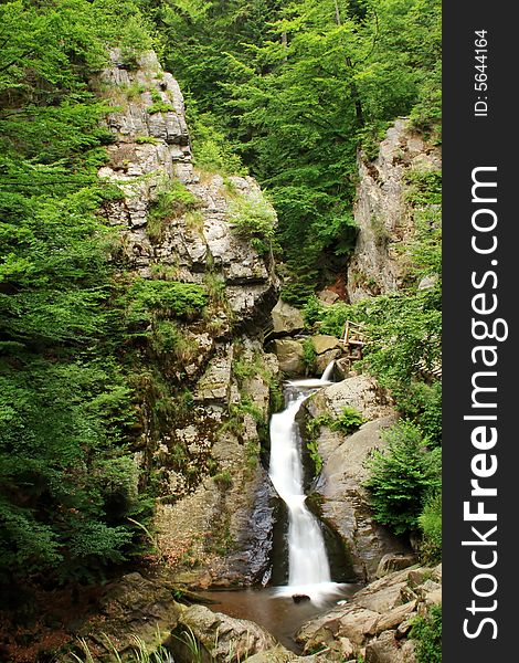Landscape with waterfall in Jeseniky mountains in Czech republic