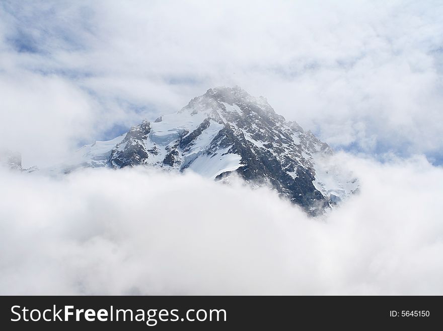 Caucasus mountain, snow top, bezengi
