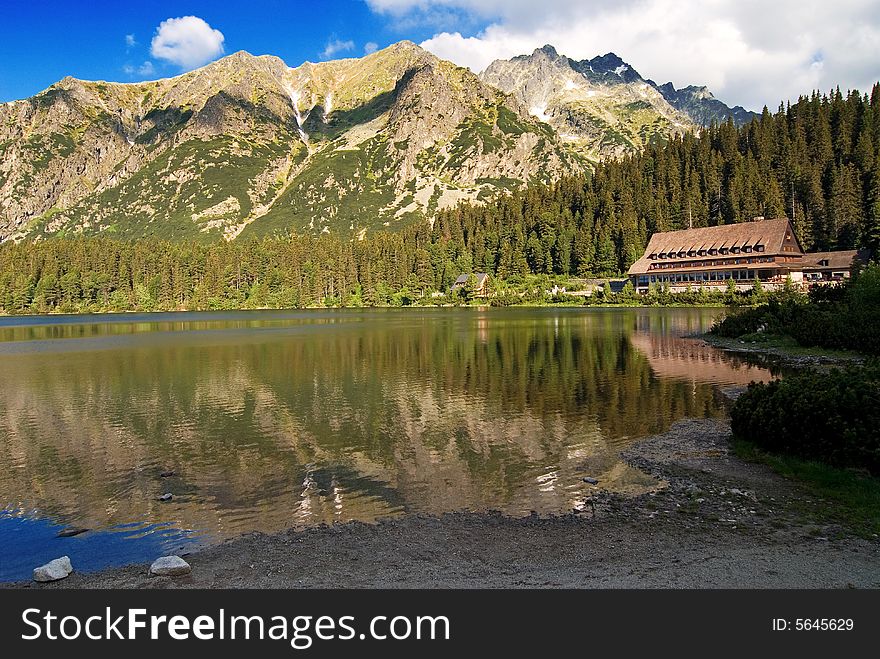 Mountains and a glacial lake