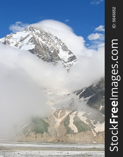 Caucasus mountain, snow top, bezengi