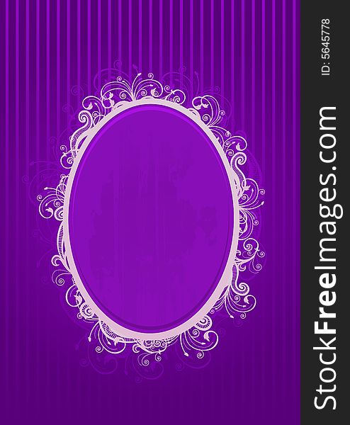 Vector illustration of a violet oval frame