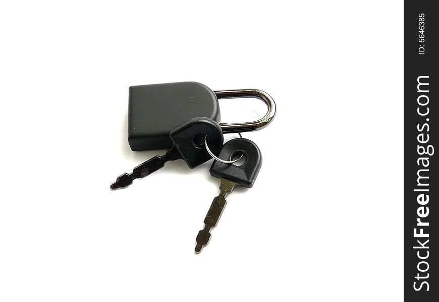 Lock with two keys isolated on the white background