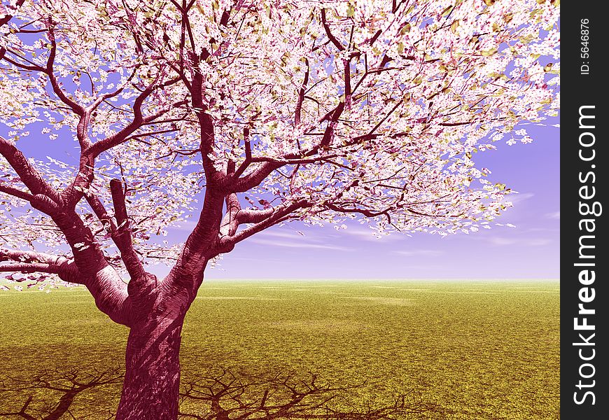 Beautiful blossoming tree. 3d image