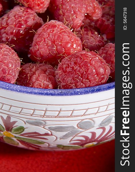 Close up of bowl full of raspberries. Close up of bowl full of raspberries