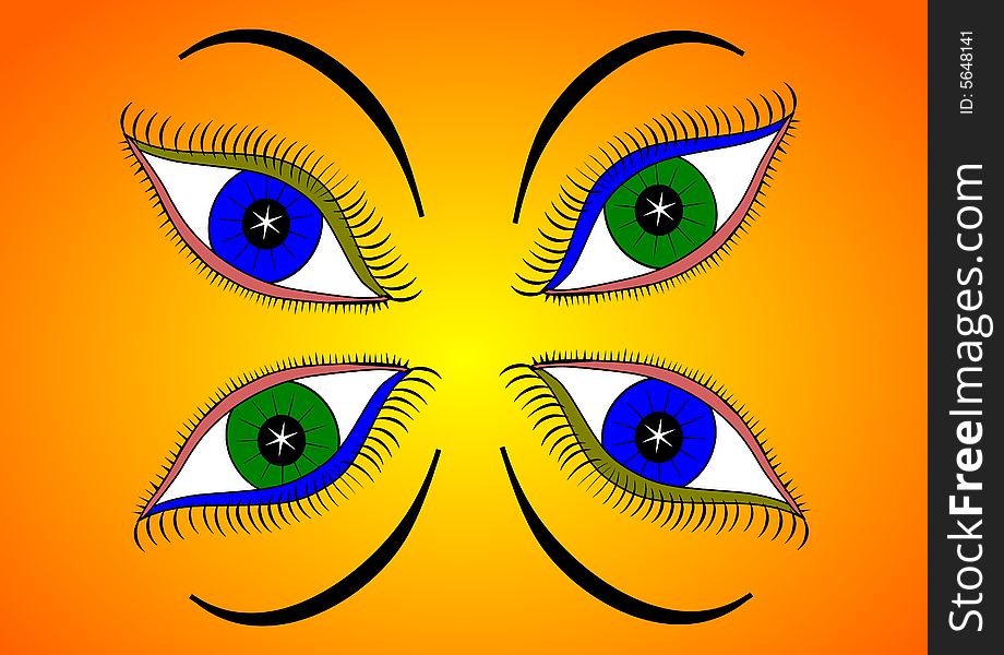 Two couples eyes, abstract illustration.