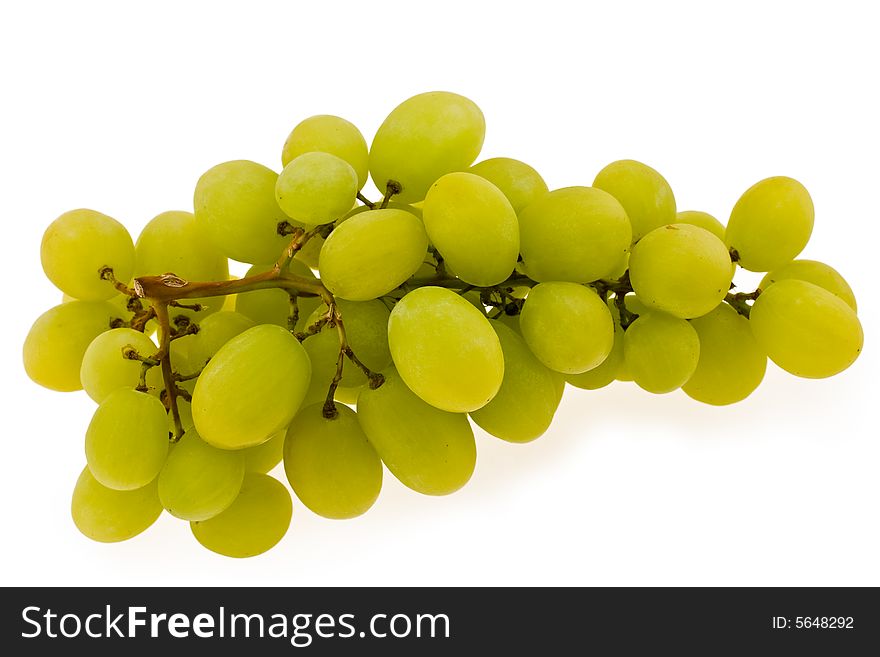 Cluster of ripe autumn sweet grapes on a white background. Cluster of ripe autumn sweet grapes on a white background