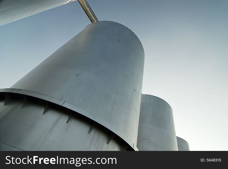 Large industrial grain silos