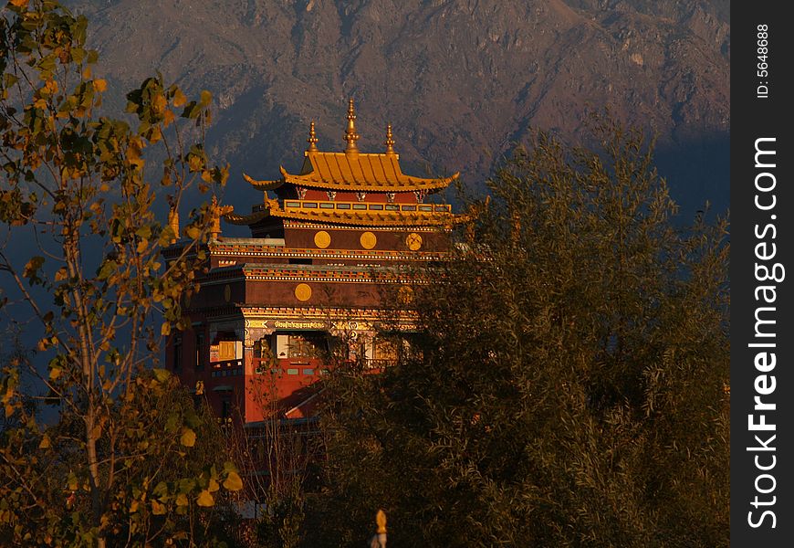 Buddhistic monastery at the Himalaya Mountains