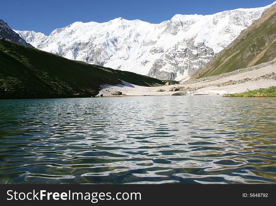 Glacier in mountain, Caucasus mountain, bezengi