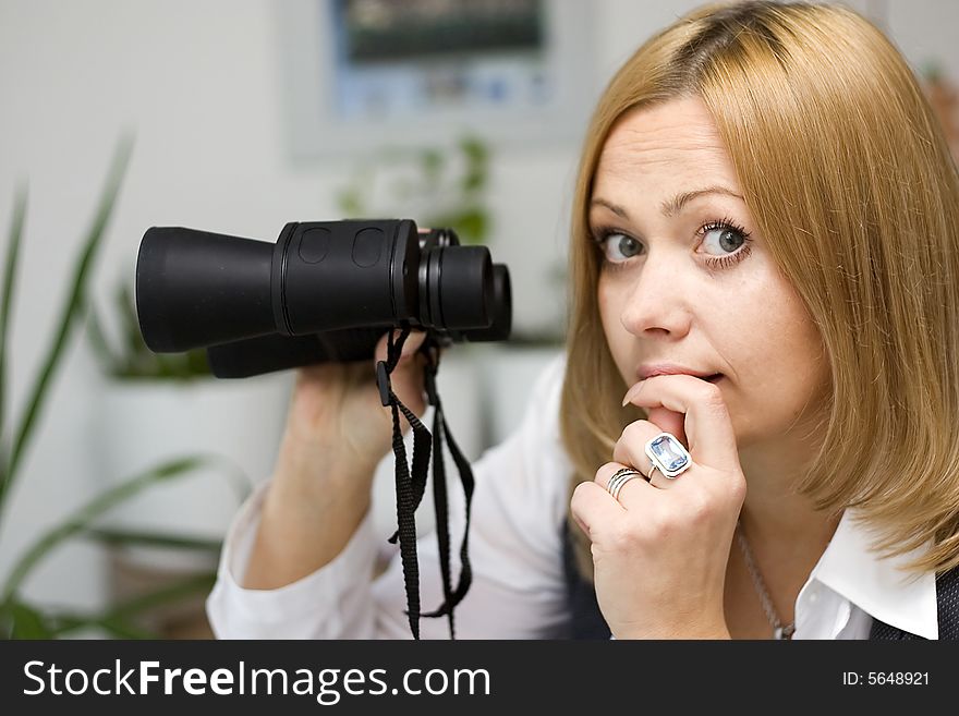 Young Adult with Modern Binoculars